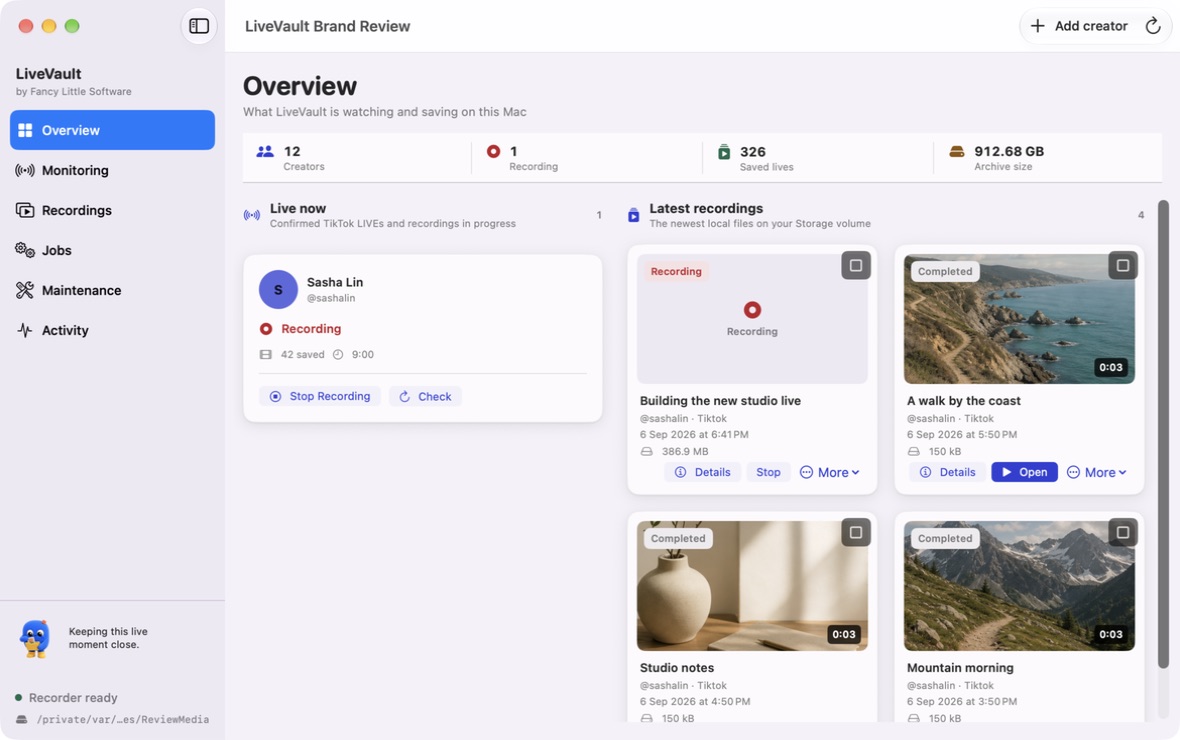 LiveVault desktop app overview